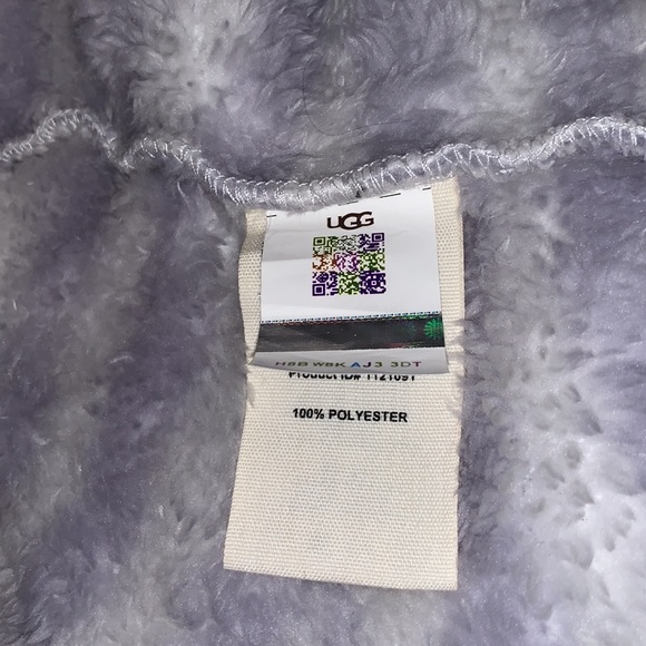 UGG NEW AARTI SIZE XL GORGEOUS LAVENDER AND WHITE ZEBRA PRINT SHERPA HOODED ROBE - Picture 10 of 13
